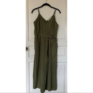 Olive green wide leg jumpsuit